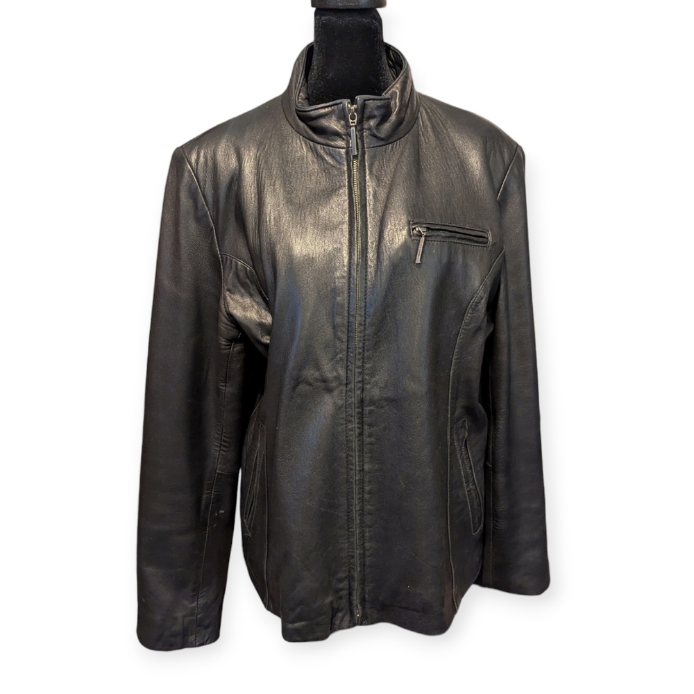 Boston Harbour Black Leather Jacket Women's